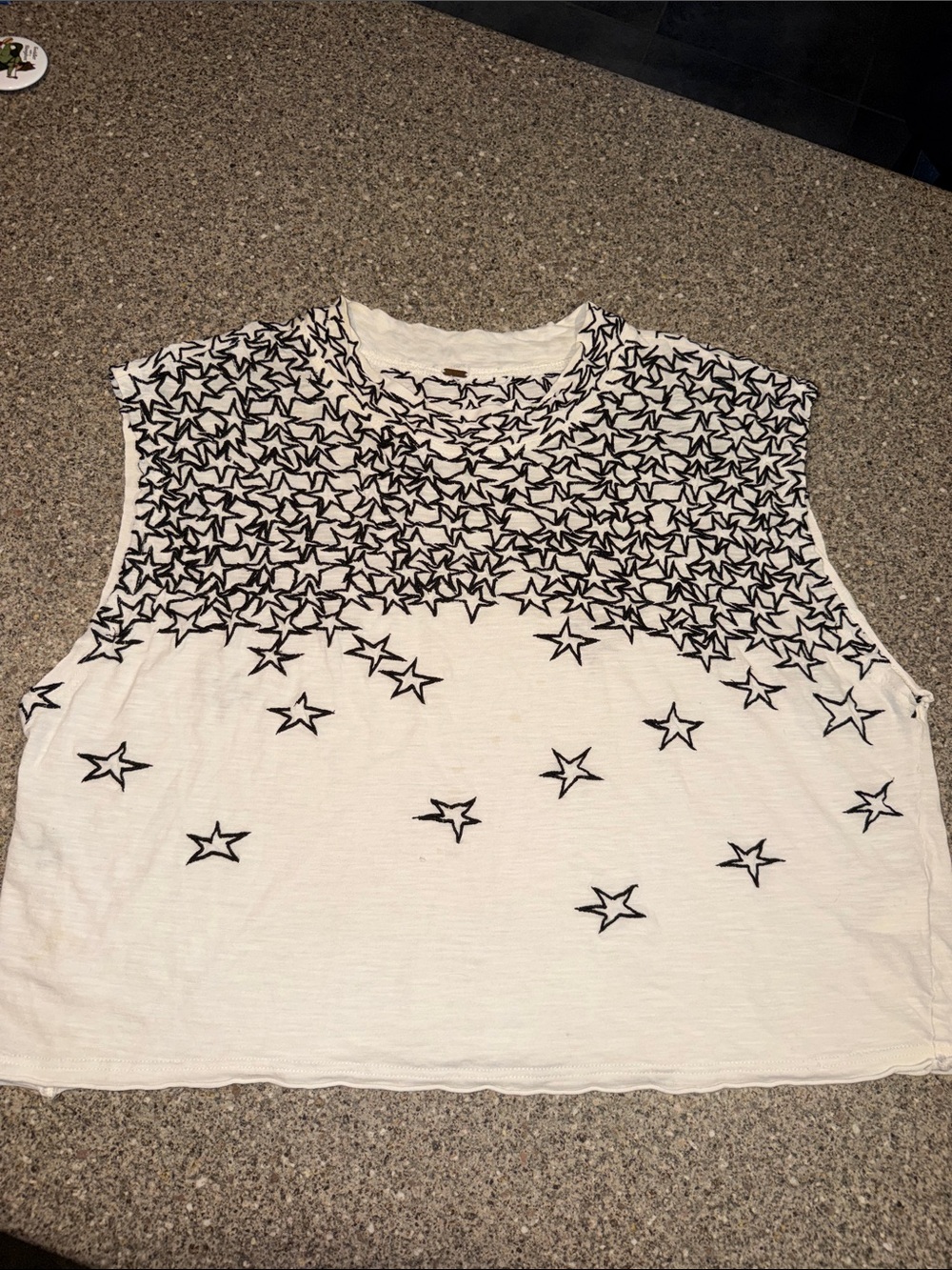 Free People Tank Top with Black Star Embroidery